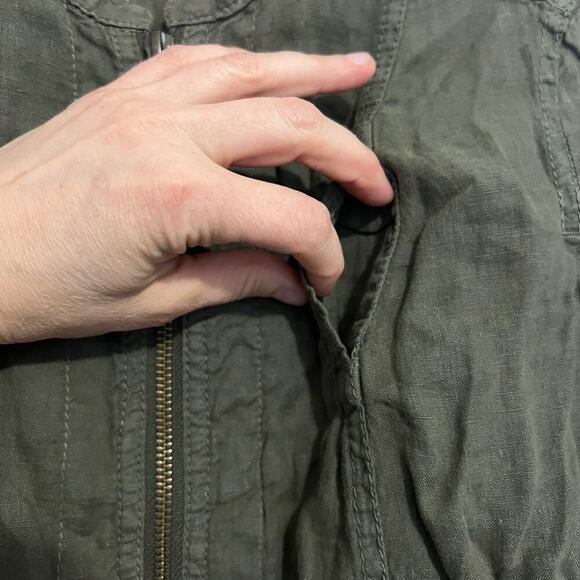 Caslon dark green linen utility zip up jacket XS - Picture 6 of 9